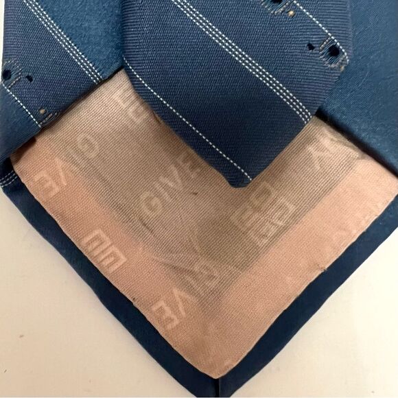 Givenchy Men's‎ Tie Blue Polyester Striped Vintage Luxury Retro Designer Necktie - Picture 5 of 8